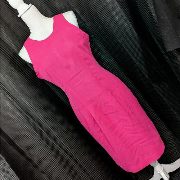 ROBBIE BEE! SILK, 100%! FUSCHIA PINK SHEATH, SHELL STUNNING DRESS! SZ 8 - Picture 7 of 7